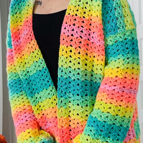 Crochet Cardigan Pattern PDF | Beginner Friendly | Size Inclusive Sweater | Cozy Handmade Design