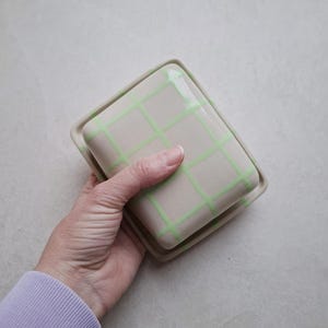 Ceramic butter dish handmade green