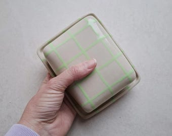 Ceramic butter dish handmade green