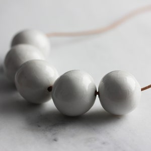 Handmade ceramic white pearls short strand necklace image 1