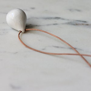 Handmade ceramic tear drop necklaces white image 4