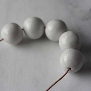 Handmade ceramic white pearls short strand necklace image 2