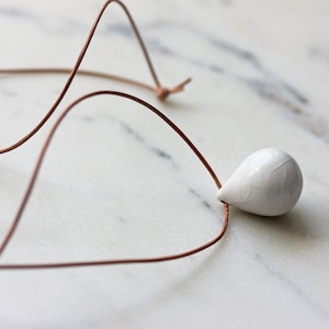 Handmade ceramic tear drop necklaces white image 1