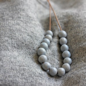 Handmade ceramic necklace, light blue beaded necklace image 2