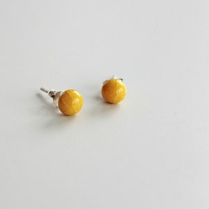 Mustard yellow studs ceramic earrings, mustard yellow