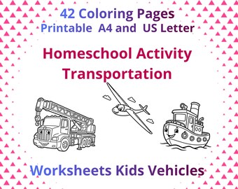 Homeschool Aktivitäten Transport Arbeitsblätter Kinder druckbare Fahrzeuge lernen A4 USLetter