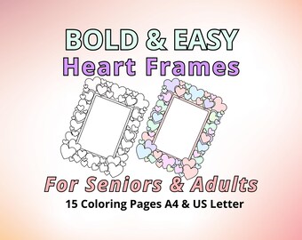 Bold Easy Heart Coloring Pages Seniors Relaxation Printable Memory Frames Mindfulness Therapy PDF Keepsake