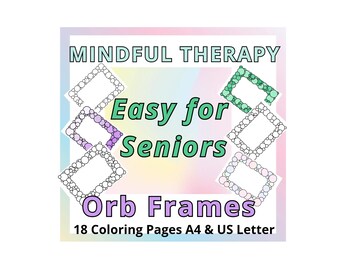 Bold Easy Coloring Pages Seniors Printable Relaxation Simple Geometric Borders Mindful Therapy PDF Digital