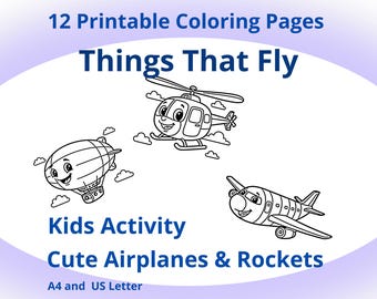Dinge die fliegen Malvorlagen Flugzeuge Raketen Printable Kids Nature A4 USLetter