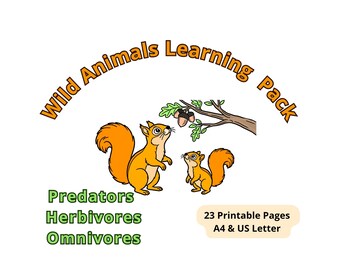 Wild Tiere Ausmalbilder Ausmalbilder | Predator Pflanzenfresser Aktivität Printable | Vorschul-Lern-Arbeitsblätter