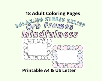Relaxing Orb Border Coloring Pages Stress Relief Mindfulness Printable Geometric Frames Adults PDF Digital