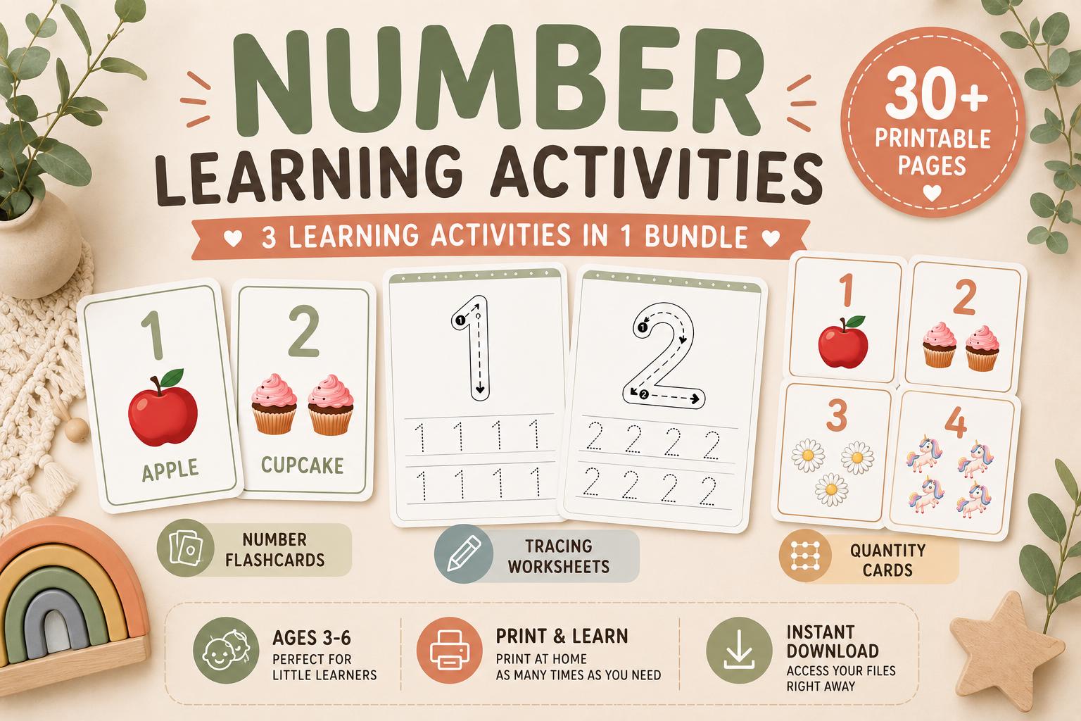 Number Learning Activities Printable | Number Flashcards 1-10 ...