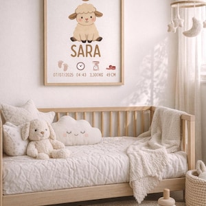 Personalized Baby Name Poster | Birth Stats Nursery Print | Custom Animal Letter Print | Newborn Gift | Baby Room Decor