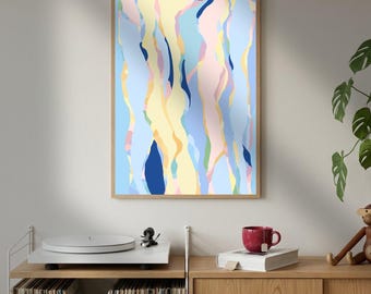 Abstract Pastel Wall Art Print – Organic Shapes, Hand-drawn Fine Art 50x70 & 70x100 cm