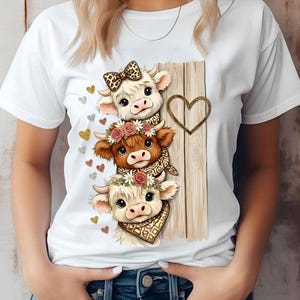 Highland Cow Sublimation Design, Peeking Cow PNG, Cute Farm Animal Digital Download, Scottish Cow Shirt Design