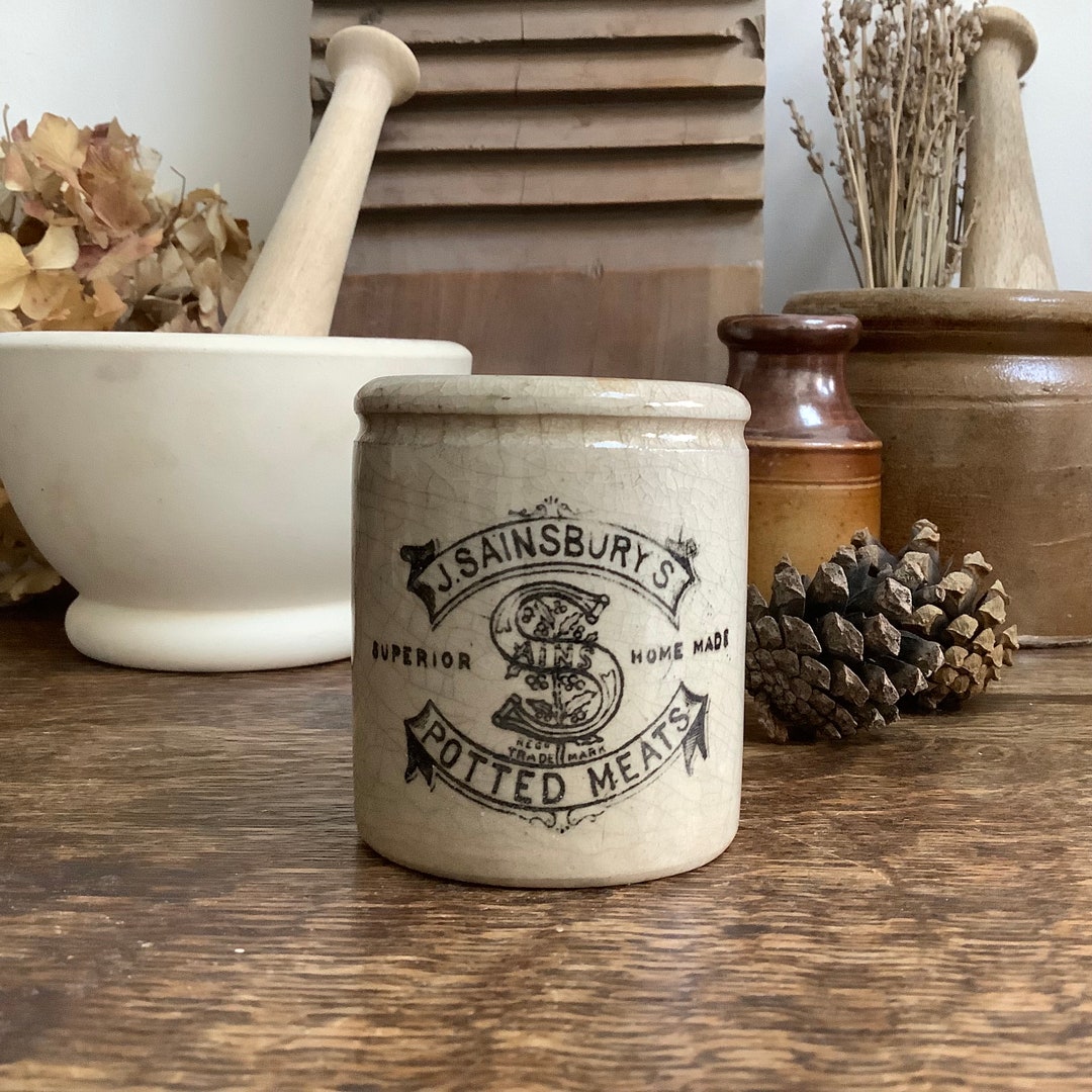 Antique J. Sainsburys Potted Meat Pot Etsy