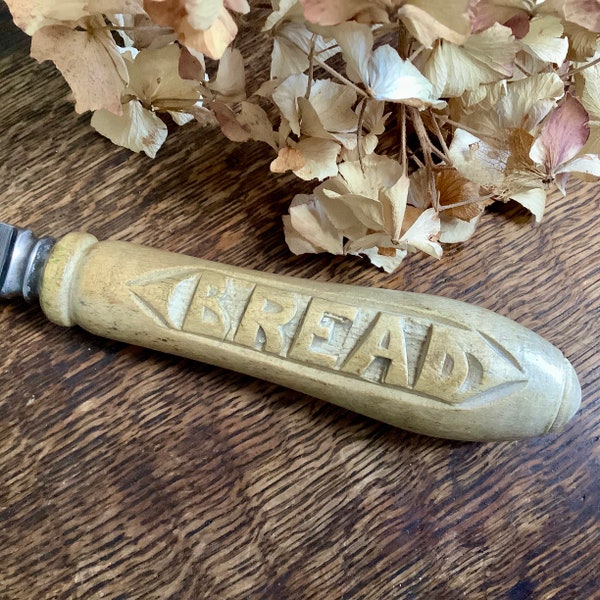 English Vintage Carved Bread Knife