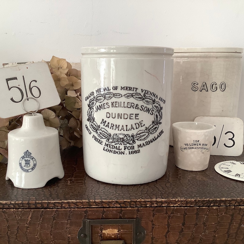 2lb Antique Stoneware Marmalade Jar James Keiller & image 0