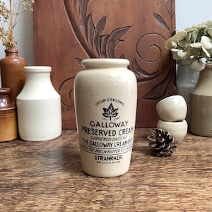 Antique Stoneware Cream Jar - Galloway Preserved Cream