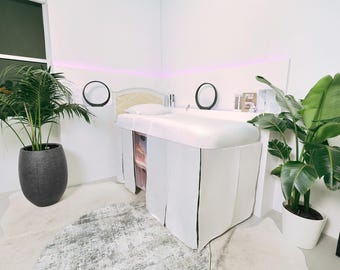 Saia de cama personalizada tamanho XL para dormitório, com compartimento para guardar coisas embaixo da cama (preta ou branca)