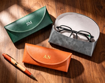 Personalized Leather Glasses Case, Custom Name Eyeglass Case, Monogram Sunglasses Case, Bridesmaid Gift, Wedding Gift, Gift for Her