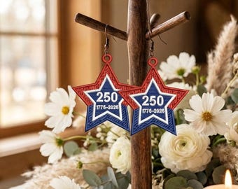 Diseño de bordado de pendientes de estrella FSL, encaje patriótico del 250 aniversario de EE. UU. (descarga digital)