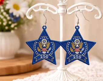 Pendientes FSL Estrella, diseño de bordado de pendientes FSL, 250 aniversario del águila de EE. UU. (descarga digital)