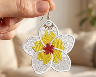 Pendientes de girasol FSL, archivo de bordado de joyería floral de encaje independiente (descarga digital)