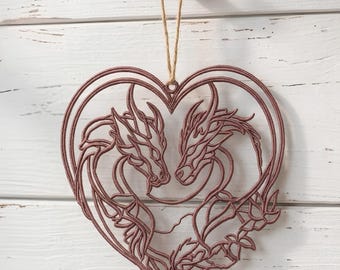 FSL Dragon Ornament Machine Embroidery Pattern, Dragon Heart Freestanding Lace Embroidery Design, FSL Dragon Hanging Decore Digital Download