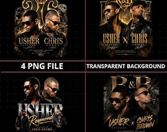 Paquete de 4 archivos PNG de la gira R&B de Usher y Chris Brown 2026 (descarga digital)