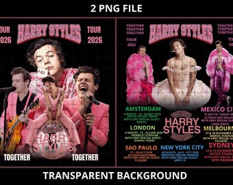 Camiseta de la gira de Harry Styles 2026 en formato PNG (descarga digital)