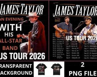 James Taylor PNG: Gira por EE. UU. 2026, Diseño de camiseta (Descarga digital)