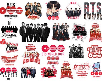 BTS Arirang World Tour 2026 png Bundle, Kpop Concert Shirt Designs, Cricut Silhouette Cut Files, BTS Member Signatures PNG, We Are Back