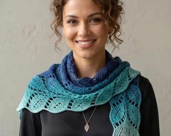 Leaf Lace Crochet Scarf Pattern, Boho Vine Shawl, Beginner-Friendly PDF