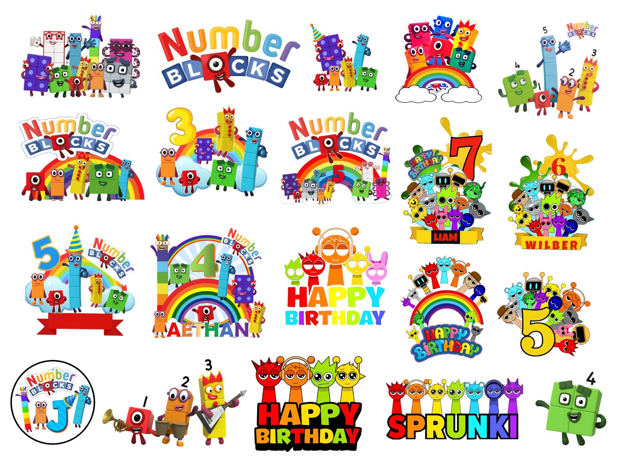 Number Blocks Cake Topper PNG Bundle | Kids Birthday Party Decor ...