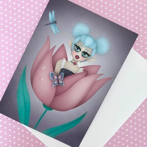 Cartes illustrées, Fée, Tulipe, Printemps