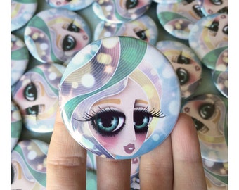 2.25 pinback button (or magnet) with my digital illustration