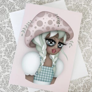 Carte illustrée, Fille champignon