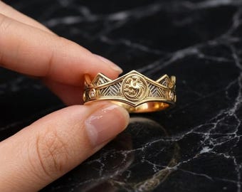 Op Game of Thrones geïnspireerde Dragon Sigil Ring Targaryen House Fire-statementring, House of the Dragon Crown-ring