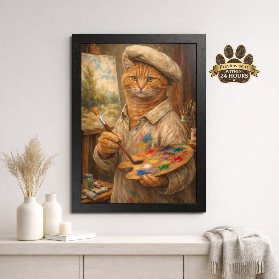 Custom Artist Pet Portrait From Photo – Funny Painter Dog or Cat ...