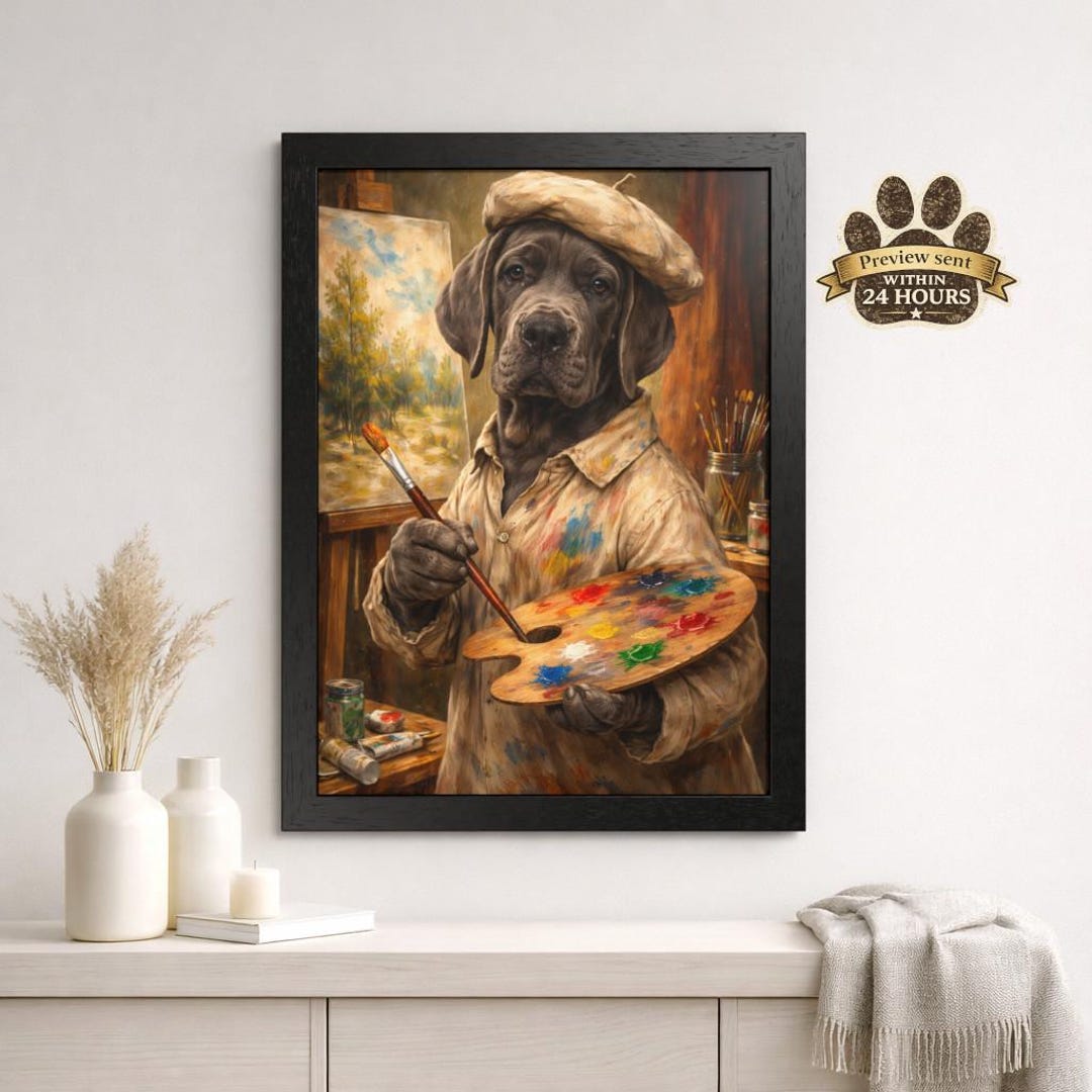 Custom Artist Pet Portrait From Photo – Funny Painter Dog or Cat ...