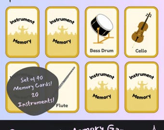 Musical Instruments Memory: Elementary Music Centers Activity