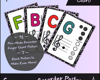 Recorder Finger Chart Posters – Composition Notebook Boomwhacker Colors