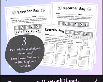 The Recorder Roll - Music Dice Worksheets
