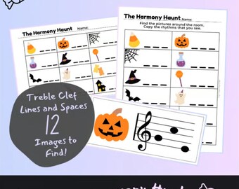 Halloween Harmony Haunt: Treble Clef Lines & Spaces Scavenger Hunt
