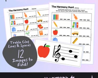 Harmony Hunt: Treble Clef Lines & Spaces Scavenger Hunt