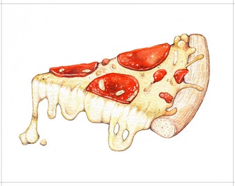 Pepperoni Pizza - Giclée - Handpainted by Joanna Jensen // Art print