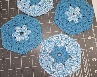 Juego de 4 posavasos (azul/blanco)