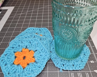 Juego de 4 posavasos (azul/naranja)
