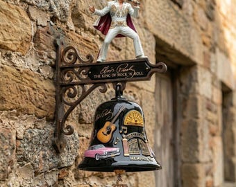 Campanello a tema 3D in resina / Elvis WoW Pink Floyd Iron Maiden / Sport Musica Cultura Pop / Decorazione da parete per la casa / Regalo da collezione